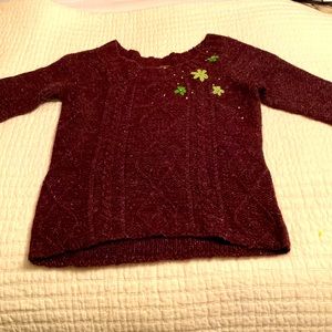 NWOT Free People Brown Knit Flower Rhinestone Sweater, small